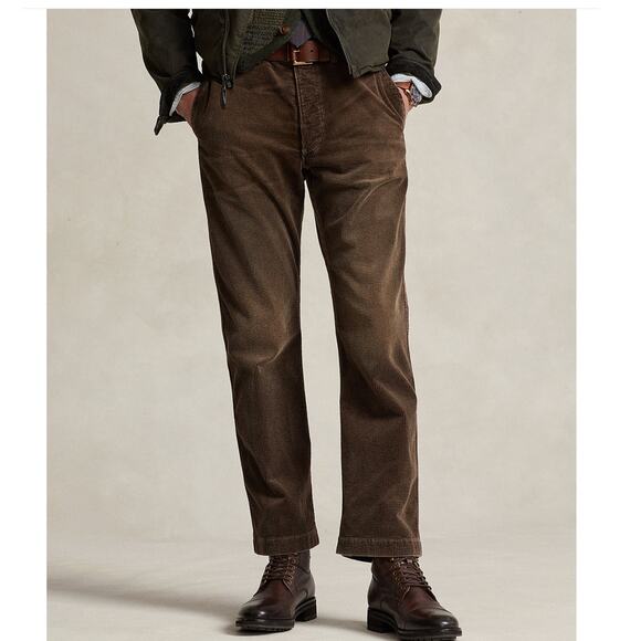 NEW Polo Ralph Lauren Men's Straight Fit Stretch Corduroy Pants Brown 38W X 32L - Picture 1 of 5